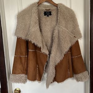 Gorgeous penny lane style suede and faux fur jacket
